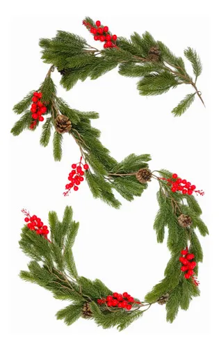 Producto Guirnalda Navideña De Pino Muerdago Colgante Con Bayas Deco Imagen