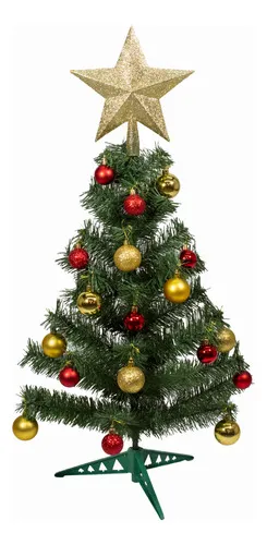 Producto Arbol Navidad Carioca Verde 0,90mt + Kit Decoracion Rojo/oro Imagen