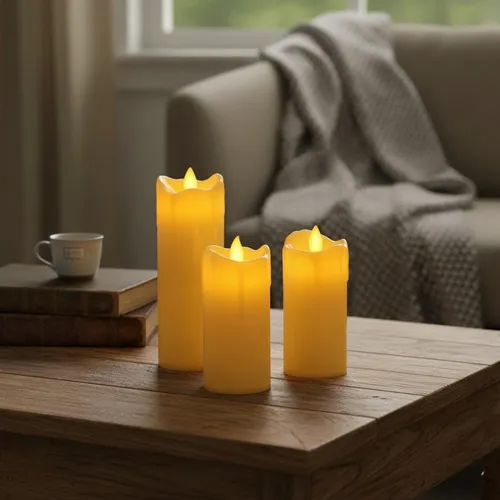 Producto Velas Set X3 Velon Luz Led Calida Llama Efecto Fuego A Pilas Imagen