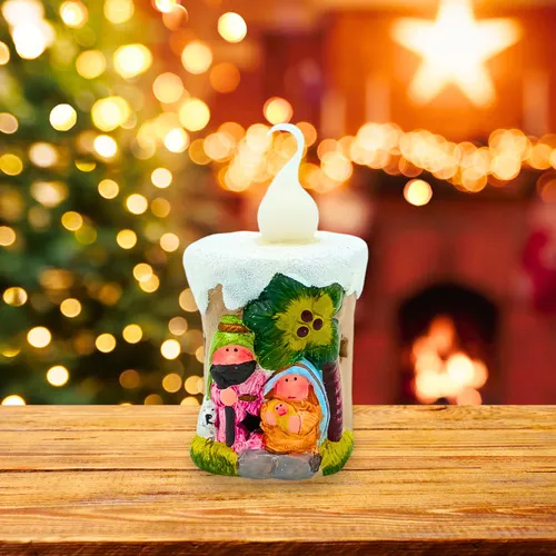 Producto Pesebre Navideño Vela Con Luz Decoracion Navidad Imagen