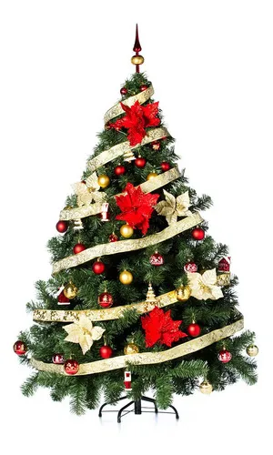 Producto Arbolito Navidad Montañes Deluxe 1.80mts + Deco Rojo Oro Imagen
