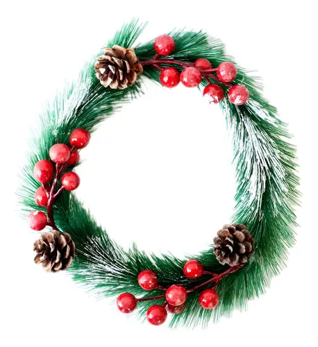 Producto Corona Navideña Verde Nevado Decorada Navidad Color Verde Claro Imagen