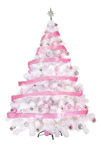 Producto Arbol De Navidad Blanco Montañes Deluxe 1,80mts + Kit Rosa Imagen