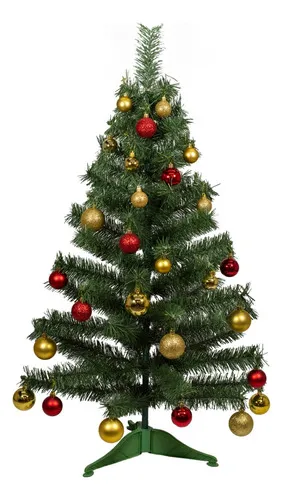 Producto Arbol De Navidad Decorado Arbolito 1.20m Pino Carioca Color Rojo/oro Imagen