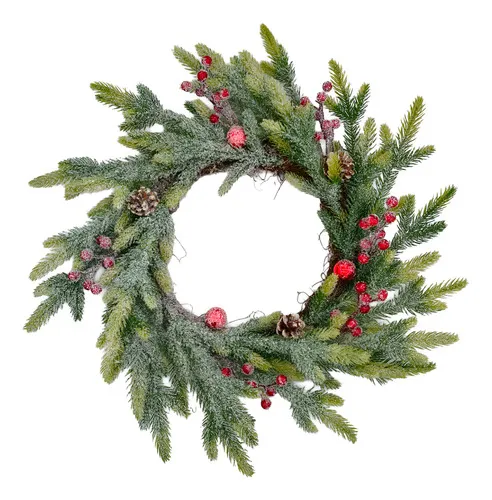 Producto Corona Navideña Nevada Decorada Adornos Navidad 60cm Imagen