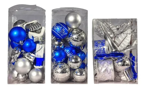 Producto Kit Adornos Navidad Azul Plata 72 Piezas Imagen
