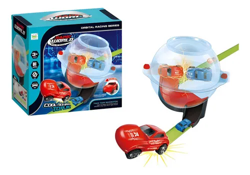 Producto Pista De Autos Lanzador Vuelta 360 Grados Loop Para Armar Color Rojo Imagen