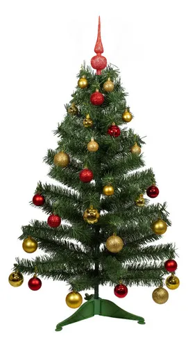 Producto Arbol De Navidad Decorado Arbolito 1.20m Pino Carioca Color Rojo/oro Imagen