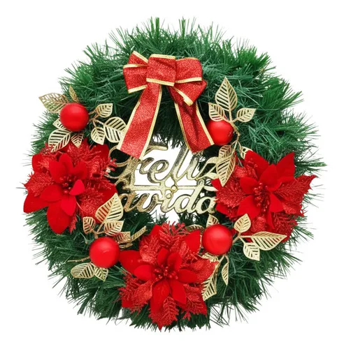 Producto Corona Navidad 40 Cm Adorno Para Puerta Decoracion Navideña Imagen