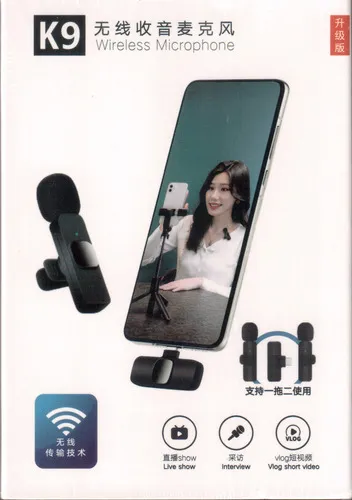 Producto Micrófono Inalámbrico K9 Para iPhone Doble Solapa Negro Lightning Imagen