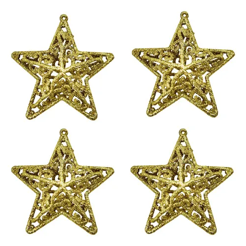 Producto Adorno Navideño Estrella Colgante X4 Decoración Para Arbol Imagen