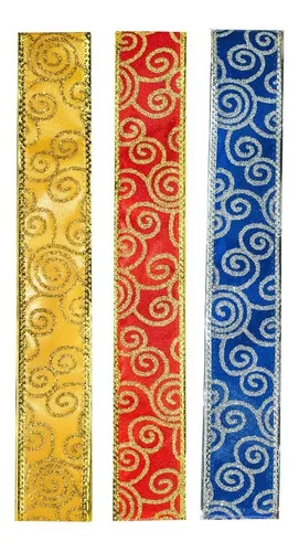 Producto Cintas Navideñas Pack X3 Adornos 4cm 2,70mt Navidad Decorar Imagen