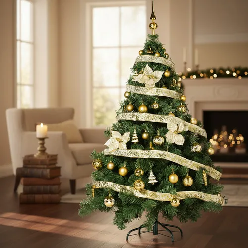 Producto Arbol Navidad Montañes Deluxe 2,10mts Deco Oro Cybermonday Imagen