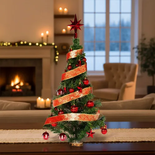 Producto Arbolito De Navidad 80cm Con Adornos 30 Piezas Rojo Imagen