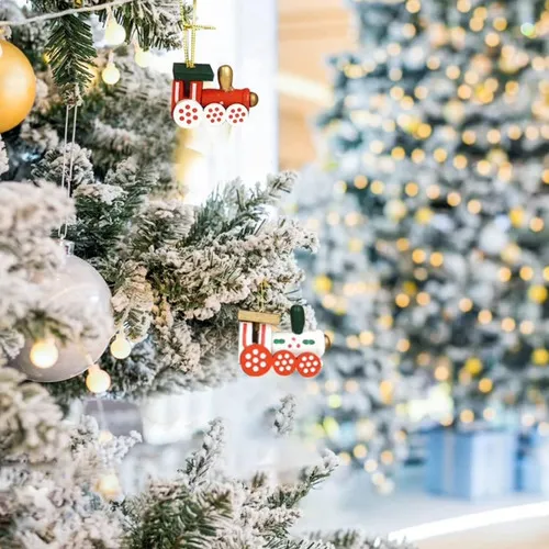 Producto Adorno Navideño Locomotora Decoracion De Madera Colgante X6 Imagen