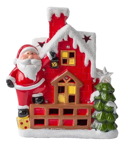 Producto Decoracion Navideña Papa Noel Ceramica Con Luz 26cm Adornos Imagen