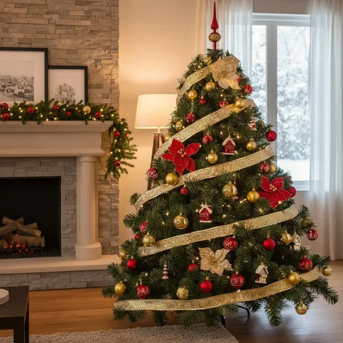 Producto Arbolito Navidad Extra Lujo Patagonia 1.50m Adornos Rojo Oro Imagen