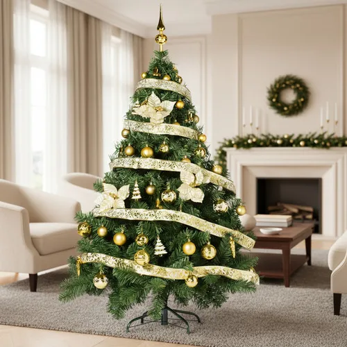 Producto Arbolito Navidad Montañes Deluxe 1.50mts Con Adornos Oro Imagen