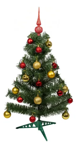 Producto Arbol De Navidad Decorado Arbolito 90cm Pino Carioca Color Rojo/oro Imagen