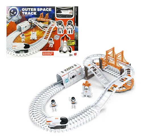 Producto Pista De Carreras Espacial Pista Con Astronautas Cohete Y Auto Blanco Imagen