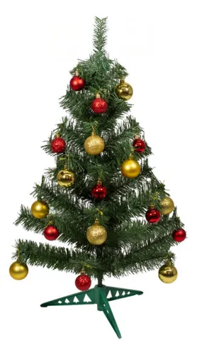 Producto Arbol De Navidad Decorado Arbolito 90cm Pino Carioca Color Rojo/oro Imagen