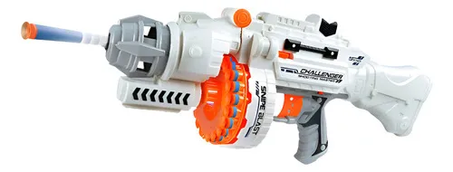 Producto Pistola Ametralladora Juguete Lanza Dardos Electrica A Pilas Color Blanco Imagen