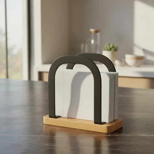 Producto Servilletero De Metal Con Base De Madera Cocina Bar Imagen