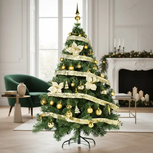 Producto Arbolito Navideño Montañes Deluxe 2,10mts Decoración Oro Imagen