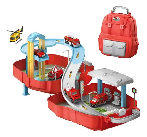 Producto Juguete Mochila Pista De Autos Policía Bombero Construcción Imagen